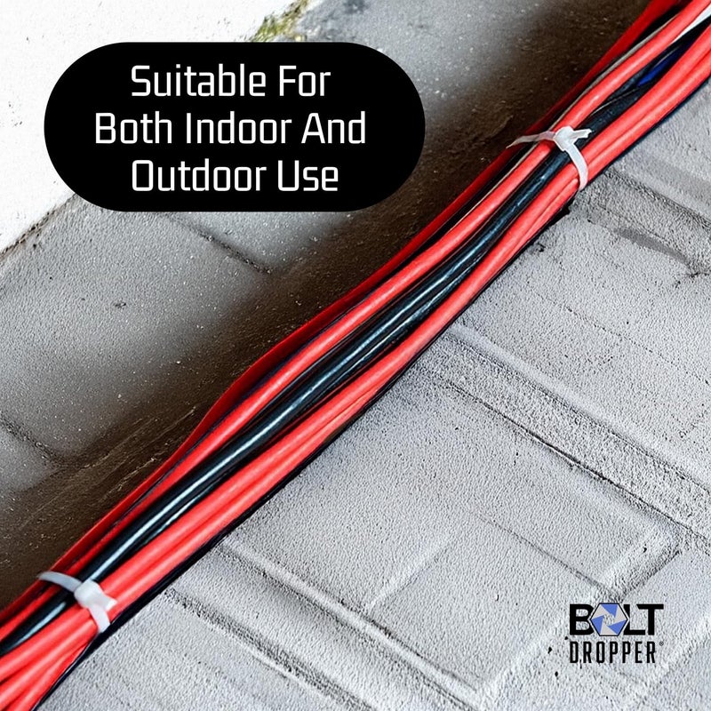 Bolt Dropper 8 Inch 1000 White Zip Cable Ties 40lbs Tensile Strength - Secure Projects with Confidence: Heavy Duty, Self-Lock Premium Nylon Cable Wire Ties for Indoor Outdoor Use - Image 2